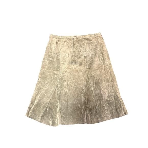 Vintage G.J.Hook Suede Leather Skirt Green 26W Button Zip Closure - Picture 5 of 10